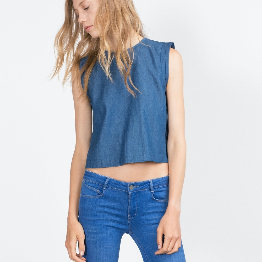 Zara Cropped Denim Top